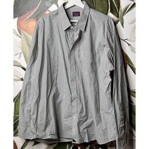 Untuckit 2XL Striped Green 100% Cotton Button Down Long Sleeve Shirt